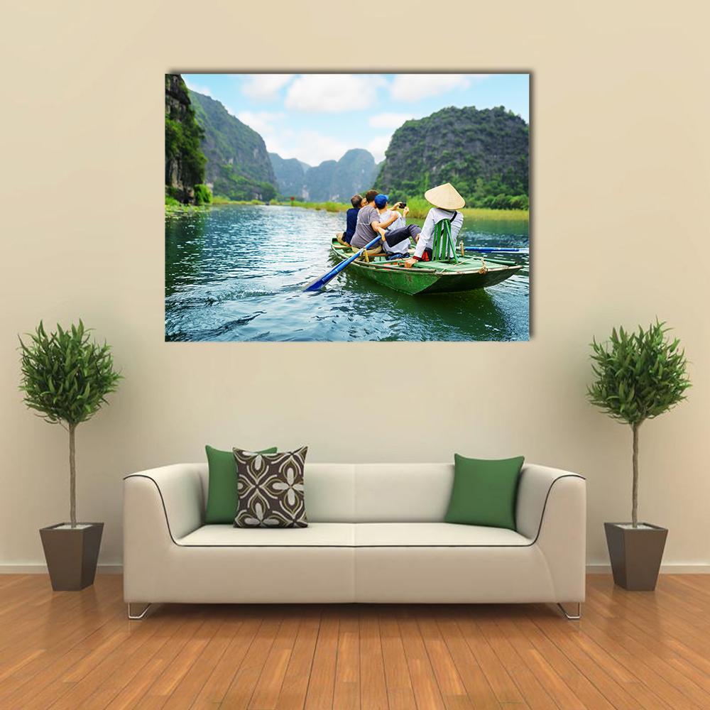 Tourists In Boat Along Ngo Dong River Canvas Wall Art-1 Piece-Gallery Wrap-36" x 24"-Tiaracle