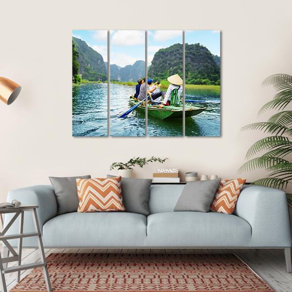 Tourists In Boat Along Ngo Dong River Canvas Wall Art-4 Horizontal-Gallery Wrap-34" x 24"-Tiaracle