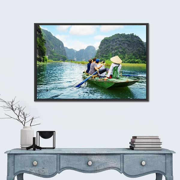 Tourists In Boat Along Ngo Dong River Canvas Wall Art-5 Horizontal-Gallery Wrap-22" x 12"-Tiaracle
