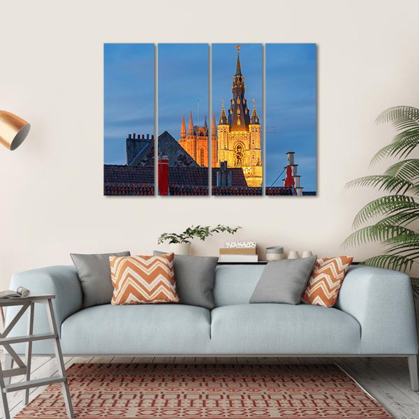 Tower Belfort In Belgium Canvas Wall Art-4 Horizontal-Gallery Wrap-34" x 24"-Tiaracle