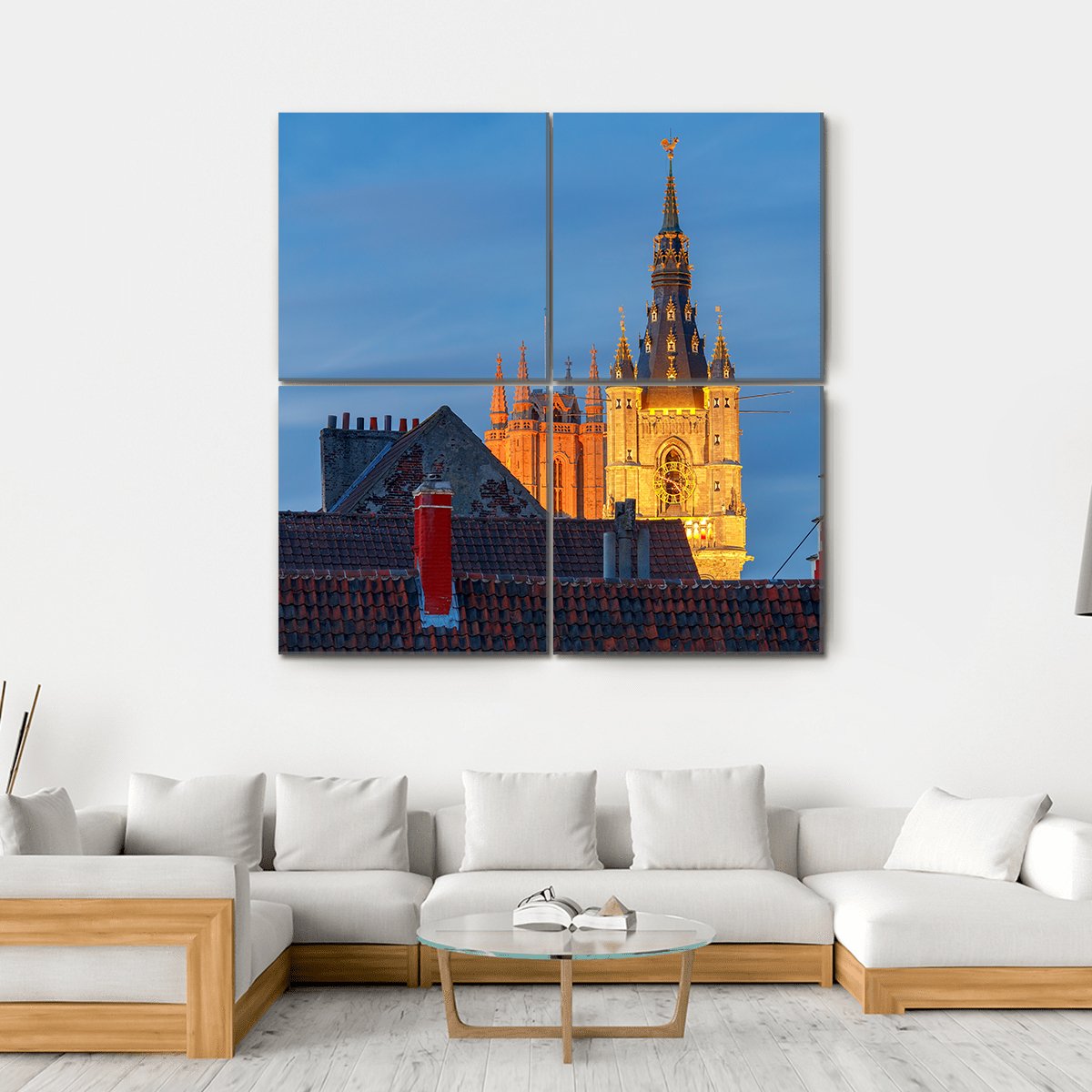 Tower Belfort In Belgium Canvas Wall Art-4 Square-Gallery Wrap-17" x 17"-Tiaracle