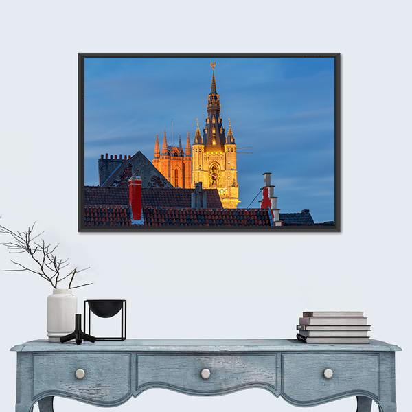 Tower Belfort In Belgium Canvas Wall Art-5 Horizontal-Gallery Wrap-22" x 12"-Tiaracle