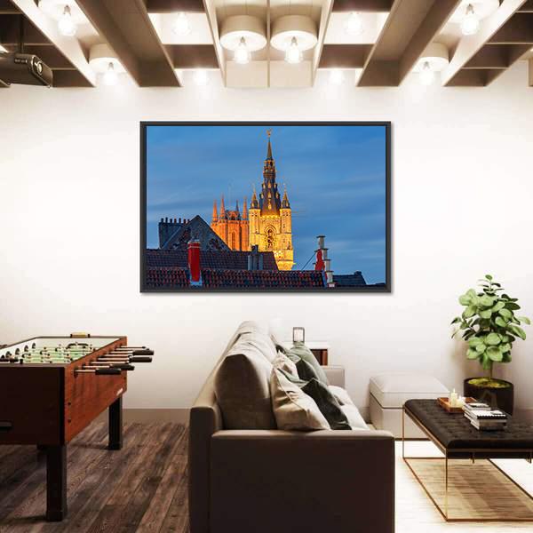 Tower Belfort In Belgium Canvas Wall Art-5 Horizontal-Gallery Wrap-22" x 12"-Tiaracle