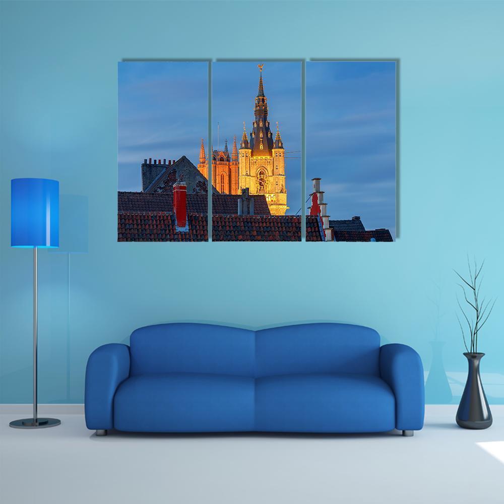 Tower Belfort In Belgium Canvas Wall Art-3 Horizontal-Gallery Wrap-37" x 24"-Tiaracle