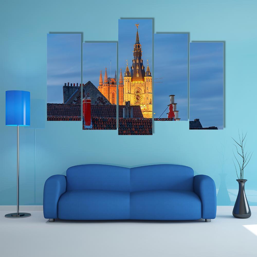 Tower Belfort In Belgium Canvas Wall Art-5 Pop-Gallery Wrap-47" x 32"-Tiaracle