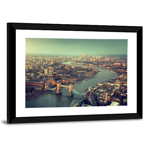 Tower Bridge Aerial View Canvas Wall Art-1 Piece-36" x 12"-Tiaracle