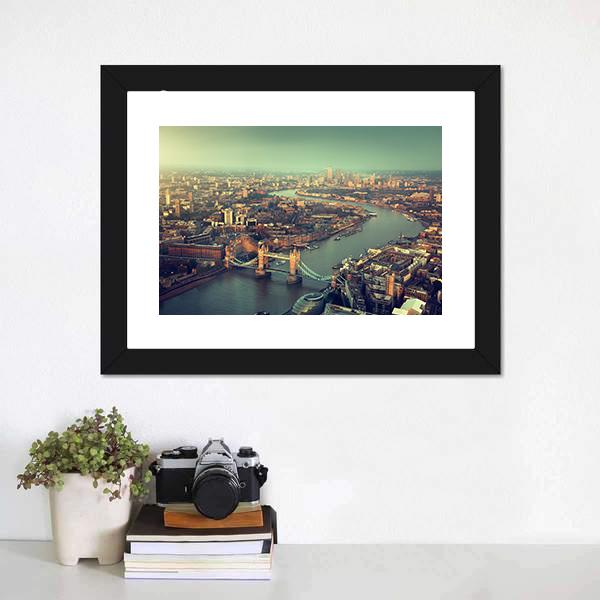 Tower Bridge Aerial View Canvas Wall Art-1 Piece-36" x 12"-Tiaracle