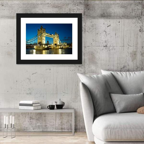 Tower Bridge At Dusk Canvas Wall Art-3 Horizontal-Gallery Wrap-25" x 16"-Tiaracle