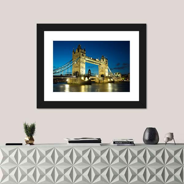 Tower Bridge At Dusk Canvas Wall Art-3 Horizontal-Gallery Wrap-25" x 16"-Tiaracle