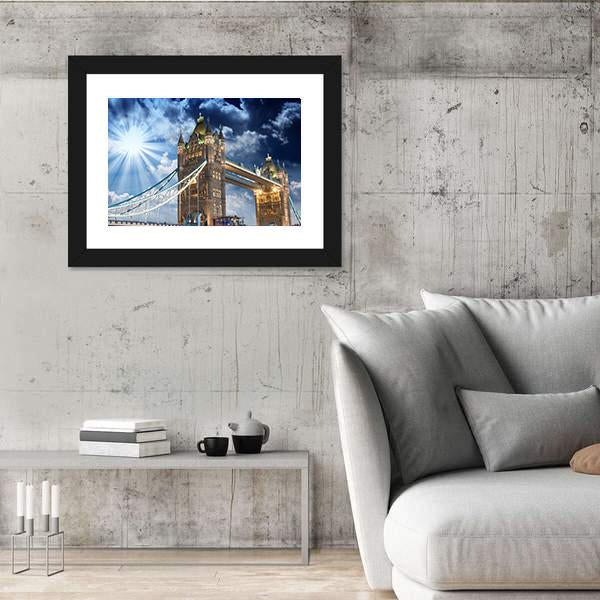 Tower Bridge At Sunset Canvas Wall Art-3 Horizontal-Gallery Wrap-25" x 16"-Tiaracle