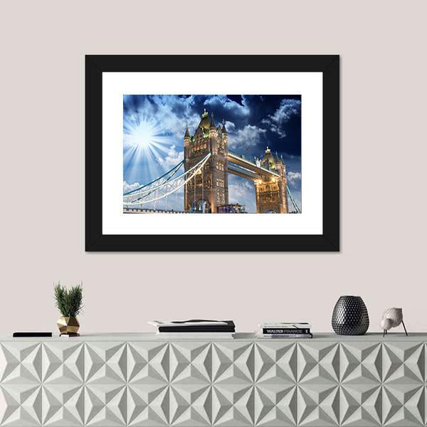 Tower Bridge At Sunset Canvas Wall Art-3 Horizontal-Gallery Wrap-25" x 16"-Tiaracle