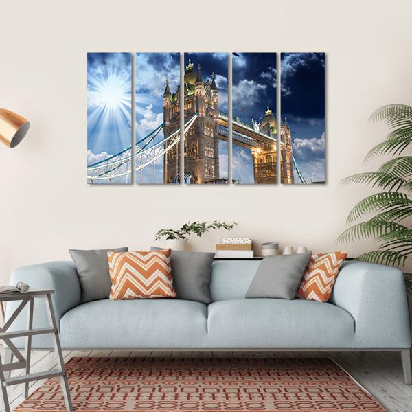 Tower Bridge At Sunset Canvas Wall Art-5 Horizontal-Gallery Wrap-22" x 12"-Tiaracle