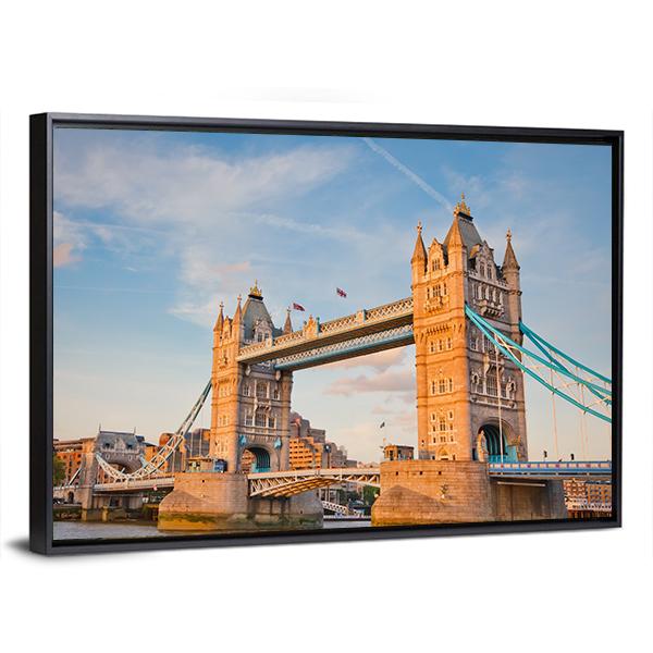 Tower Bridge In Day View Canvas Wall Art-3 Horizontal-Gallery Wrap-25" x 16"-Tiaracle
