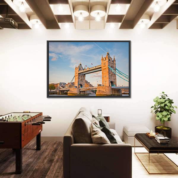 Tower Bridge In Day View Canvas Wall Art-3 Horizontal-Gallery Wrap-25" x 16"-Tiaracle
