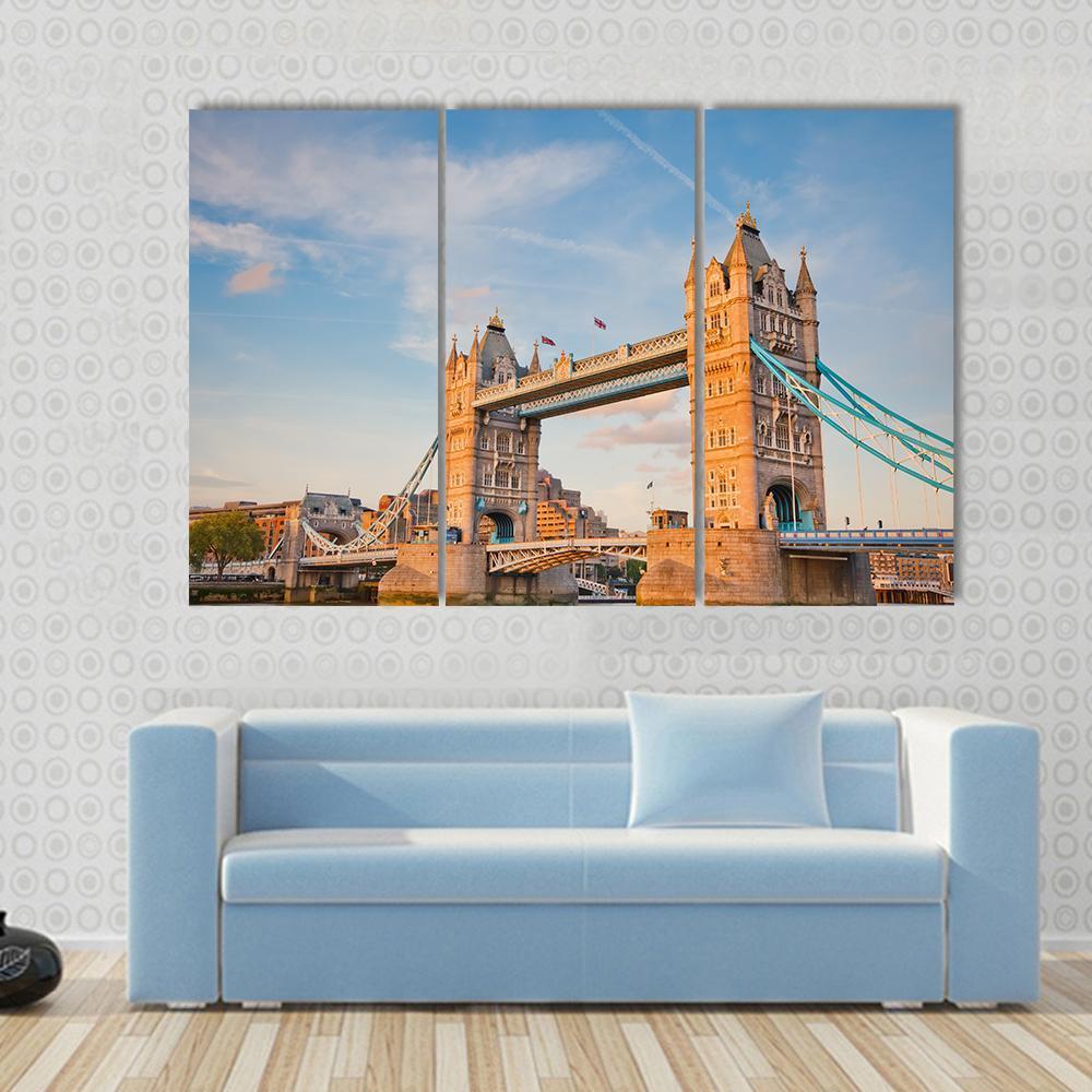 Tower Bridge In Day View Canvas Wall Art-3 Horizontal-Gallery Wrap-37" x 24"-Tiaracle