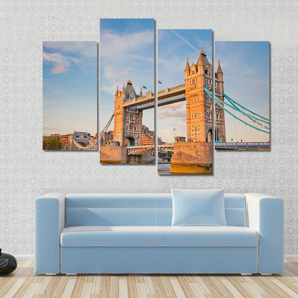 Tower Bridge In Day View Canvas Wall Art-4 Pop-Gallery Wrap-50" x 32"-Tiaracle