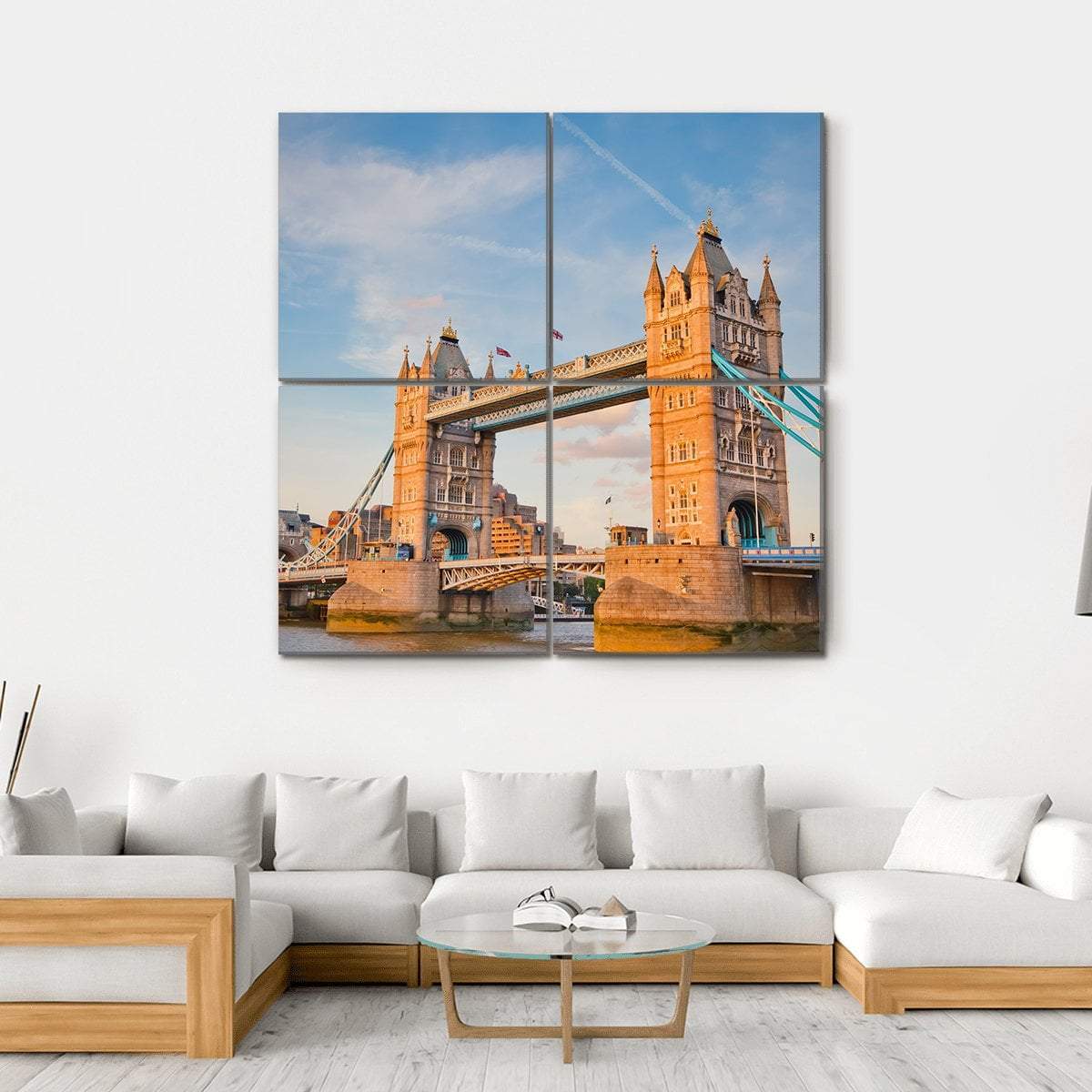 Tower Bridge In Day View Canvas Wall Art-4 Square-Gallery Wrap-17" x 17"-Tiaracle
