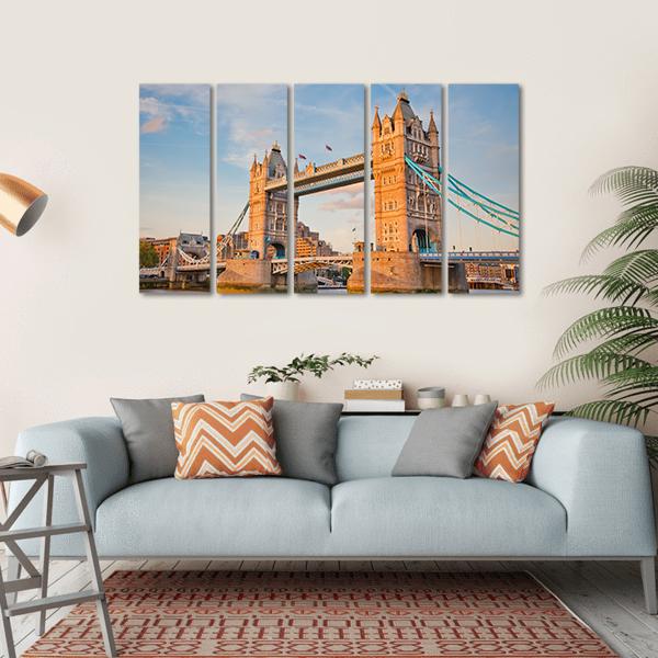 Tower Bridge In Day View Canvas Wall Art-5 Horizontal-Gallery Wrap-22" x 12"-Tiaracle
