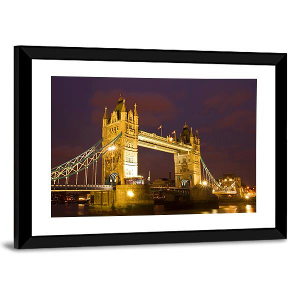 Tower Bridge In London At Twilight Time Canvas Wall Art-3 Horizontal-Gallery Wrap-25" x 16"-Tiaracle