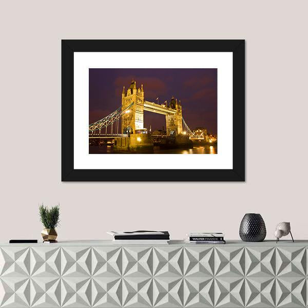 Tower Bridge In London At Twilight Time Canvas Wall Art-3 Horizontal-Gallery Wrap-25" x 16"-Tiaracle