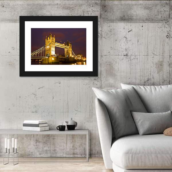 Tower Bridge In London At Twilight Time Canvas Wall Art-3 Horizontal-Gallery Wrap-25" x 16"-Tiaracle
