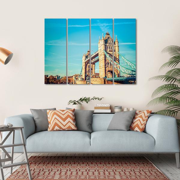 Tower Bridge In London Canvas Wall Art-4 Horizontal-Gallery Wrap-34" x 24"-Tiaracle