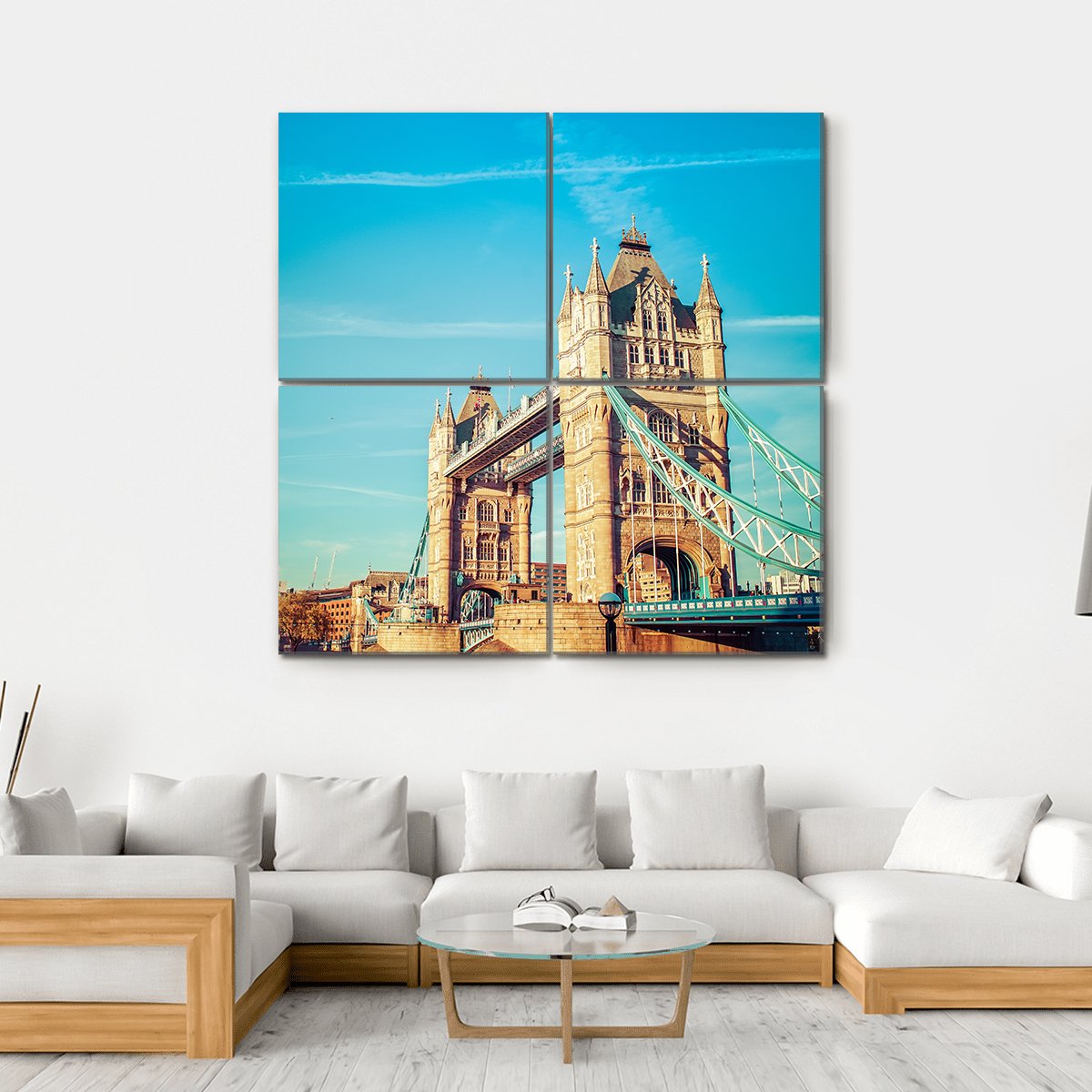 Tower Bridge In London Canvas Wall Art-4 Square-Gallery Wrap-17" x 17"-Tiaracle