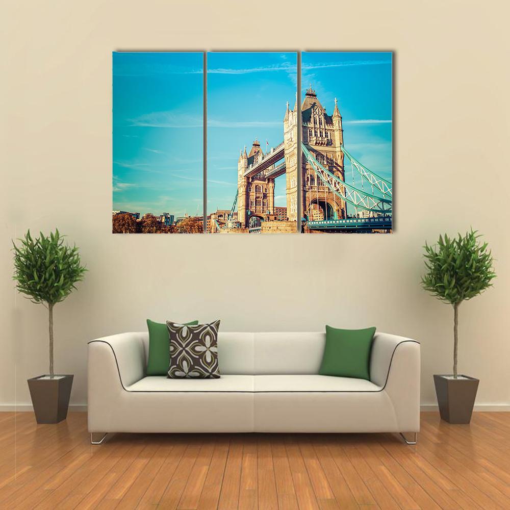 Tower Bridge In London Canvas Wall Art-3 Horizontal-Gallery Wrap-37" x 24"-Tiaracle