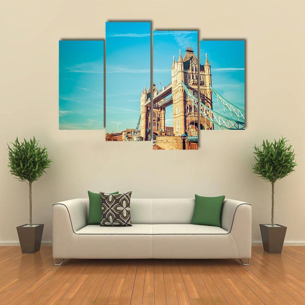Tower Bridge In London Canvas Wall Art-4 Pop-Gallery Wrap-50" x 32"-Tiaracle