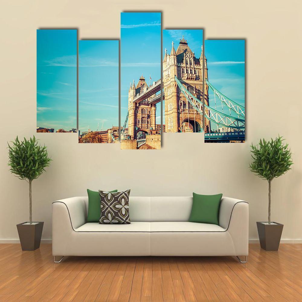 Tower Bridge In London Canvas Wall Art-5 Pop-Gallery Wrap-47" x 32"-Tiaracle