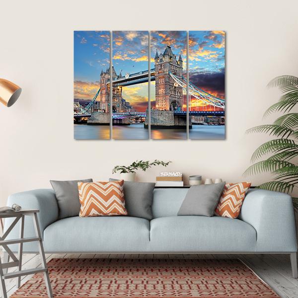 Tower Bridge in London UK Canvas Wall Art-4 Horizontal-Gallery Wrap-34" x 24"-Tiaracle