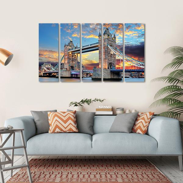 Tower Bridge in London UK Canvas Wall Art-5 Horizontal-Gallery Wrap-22" x 12"-Tiaracle