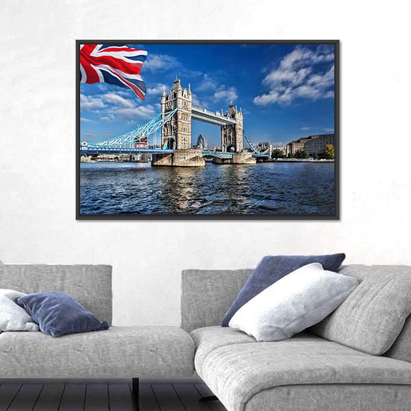 Tower Bridge Of London Canvas Wall Art-1 Piece-Floating Frame-24" x 16"-Tiaracle