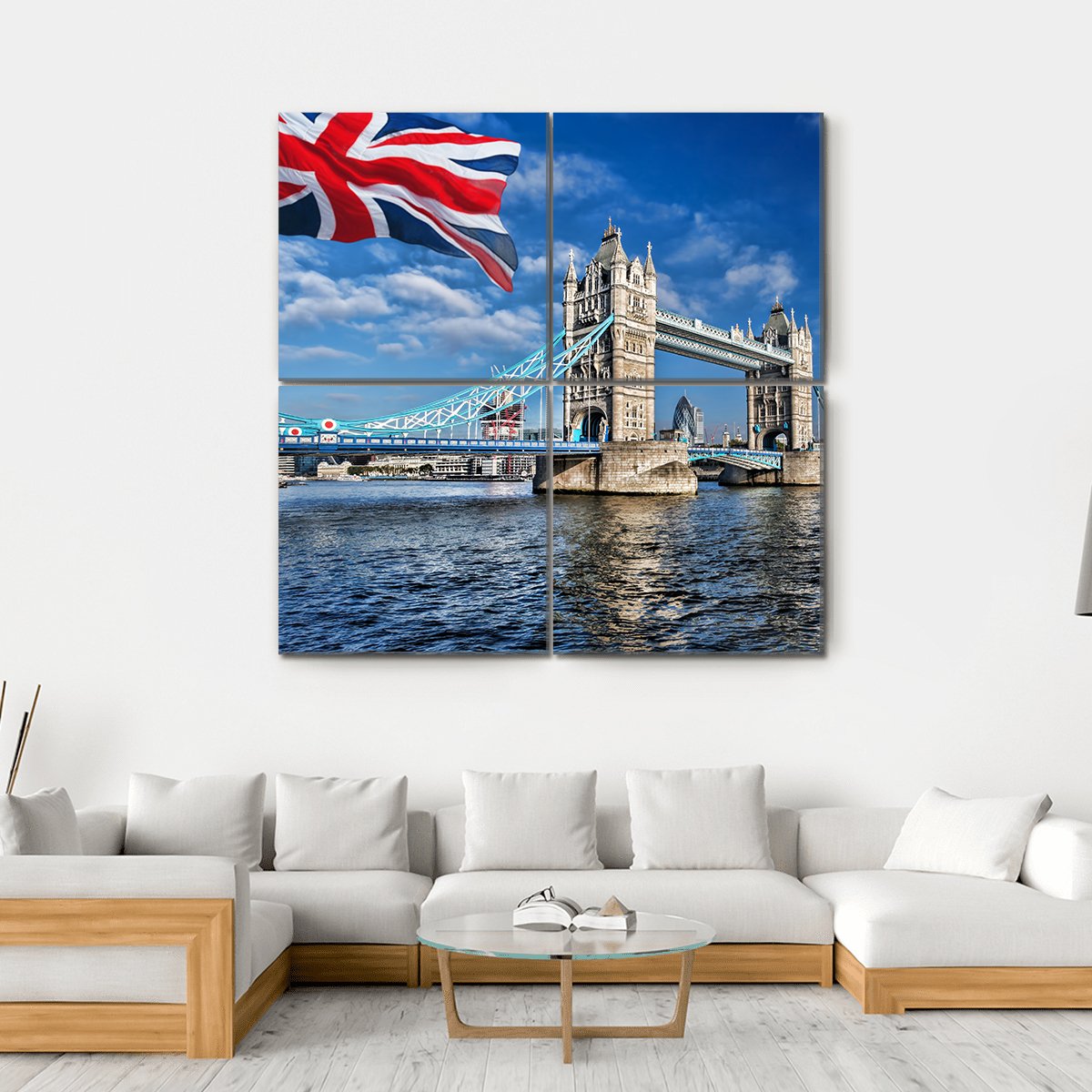 Tower Bridge Of London Canvas Wall Art-4 Square-Gallery Wrap-17" x 17"-Tiaracle