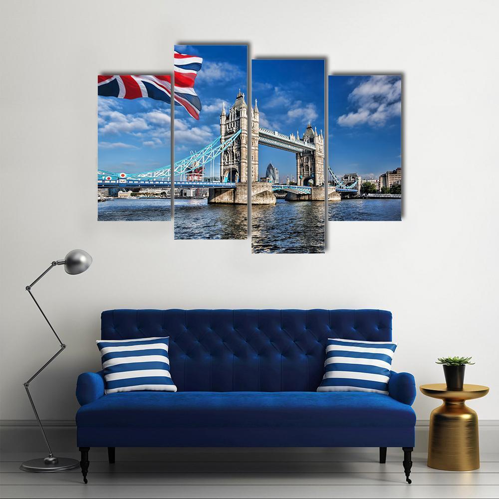 Tower Bridge Of London Canvas Wall Art-4 Pop-Gallery Wrap-50" x 32"-Tiaracle