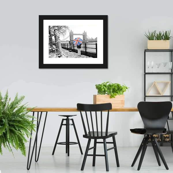 Tower Bridge On Snowy Day Canvas Wall Art-3 Horizontal-Gallery Wrap-25" x 16"-Tiaracle