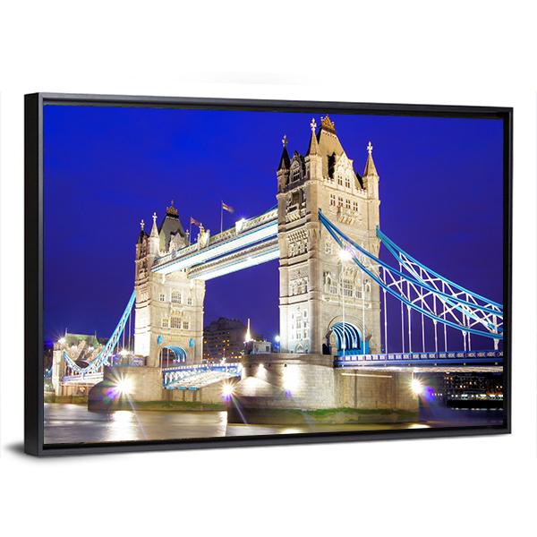 Tower Bridge Over River Thames Canvas Wall Art-3 Horizontal-Gallery Wrap-25" x 16"-Tiaracle