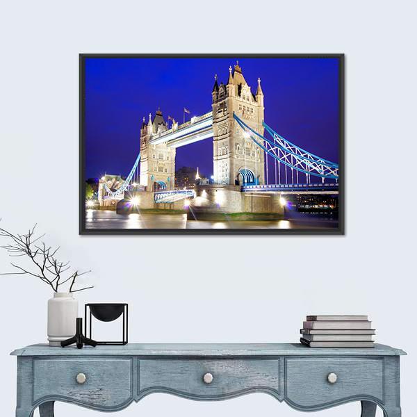 Tower Bridge Over River Thames Canvas Wall Art-3 Horizontal-Gallery Wrap-25" x 16"-Tiaracle