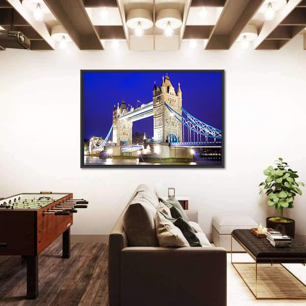 Tower Bridge Over River Thames Canvas Wall Art-3 Horizontal-Gallery Wrap-25" x 16"-Tiaracle