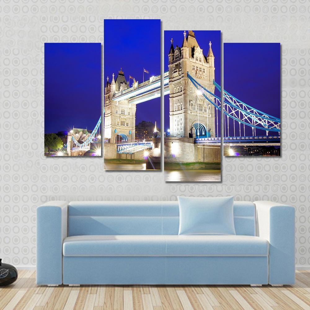 Tower Bridge Over River Thames Canvas Wall Art-4 Pop-Gallery Wrap-50" x 32"-Tiaracle
