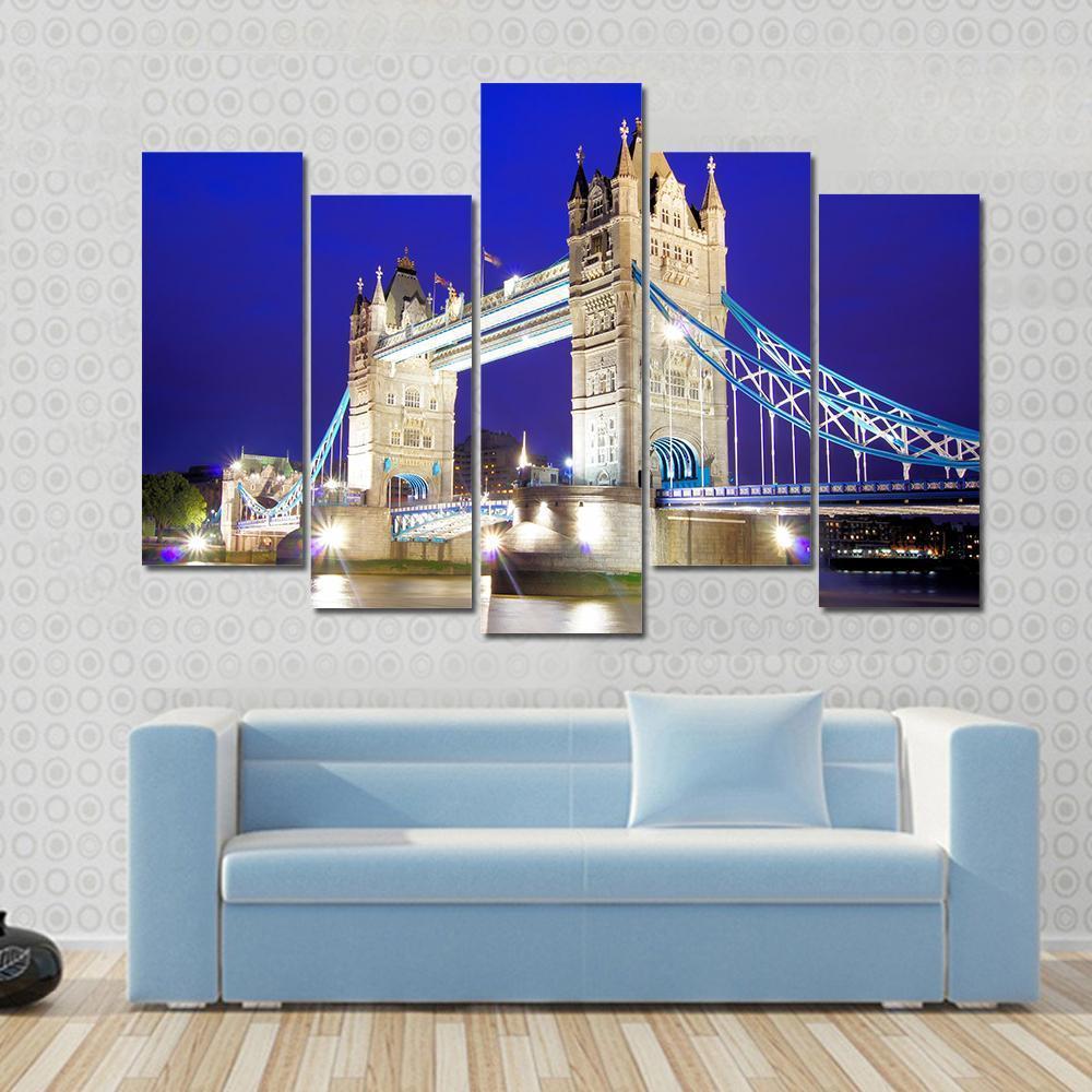 Tower Bridge Over River Thames Canvas Wall Art-5 Pop-Gallery Wrap-47" x 32"-Tiaracle
