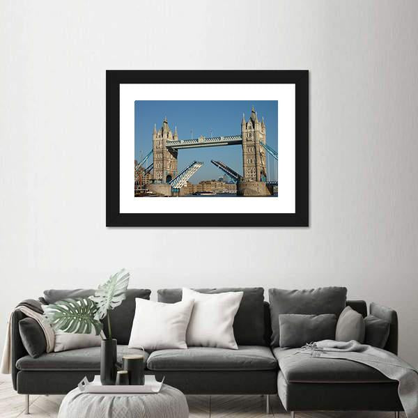 Tower Bridge Over The River Thames London Canvas Wall Art-1 Piece-Framed Print-20" x 16"-Tiaracle