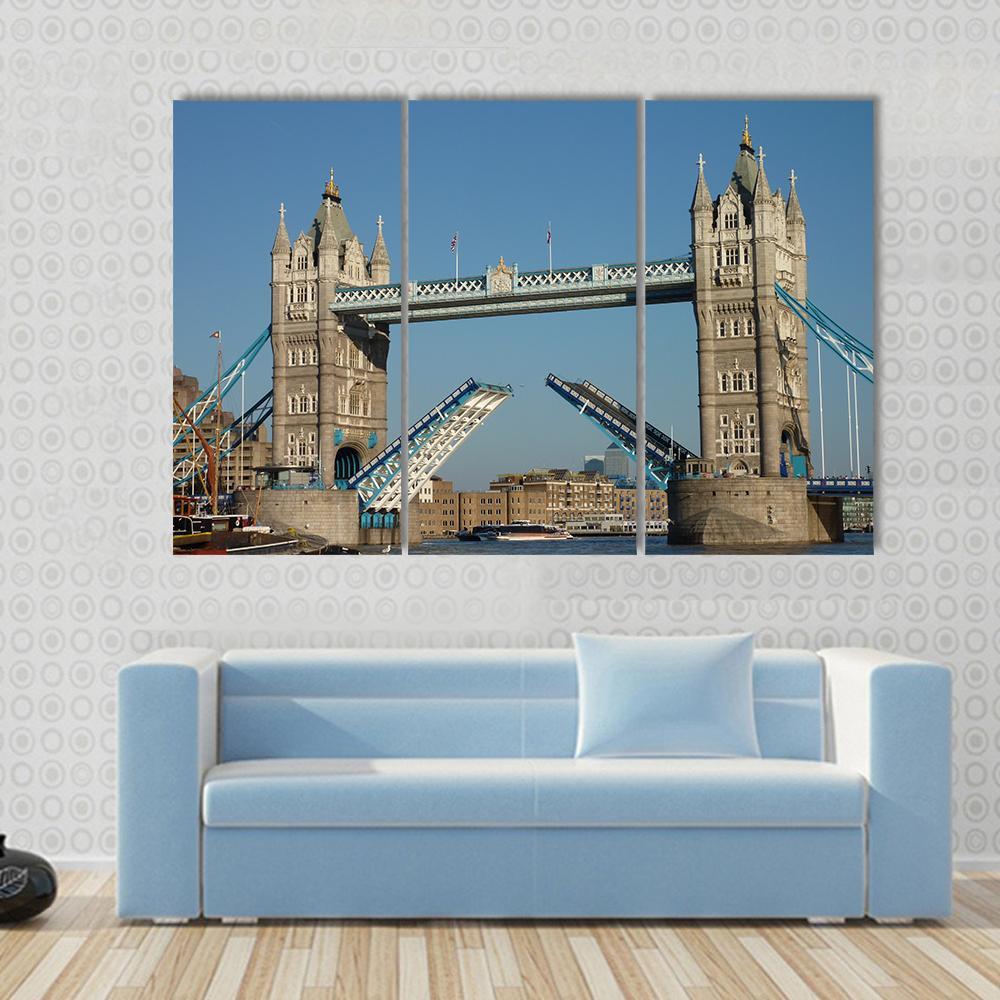 Tower Bridge Over The River Thames London Canvas Wall Art-3 Horizontal-Gallery Wrap-37" x 24"-Tiaracle