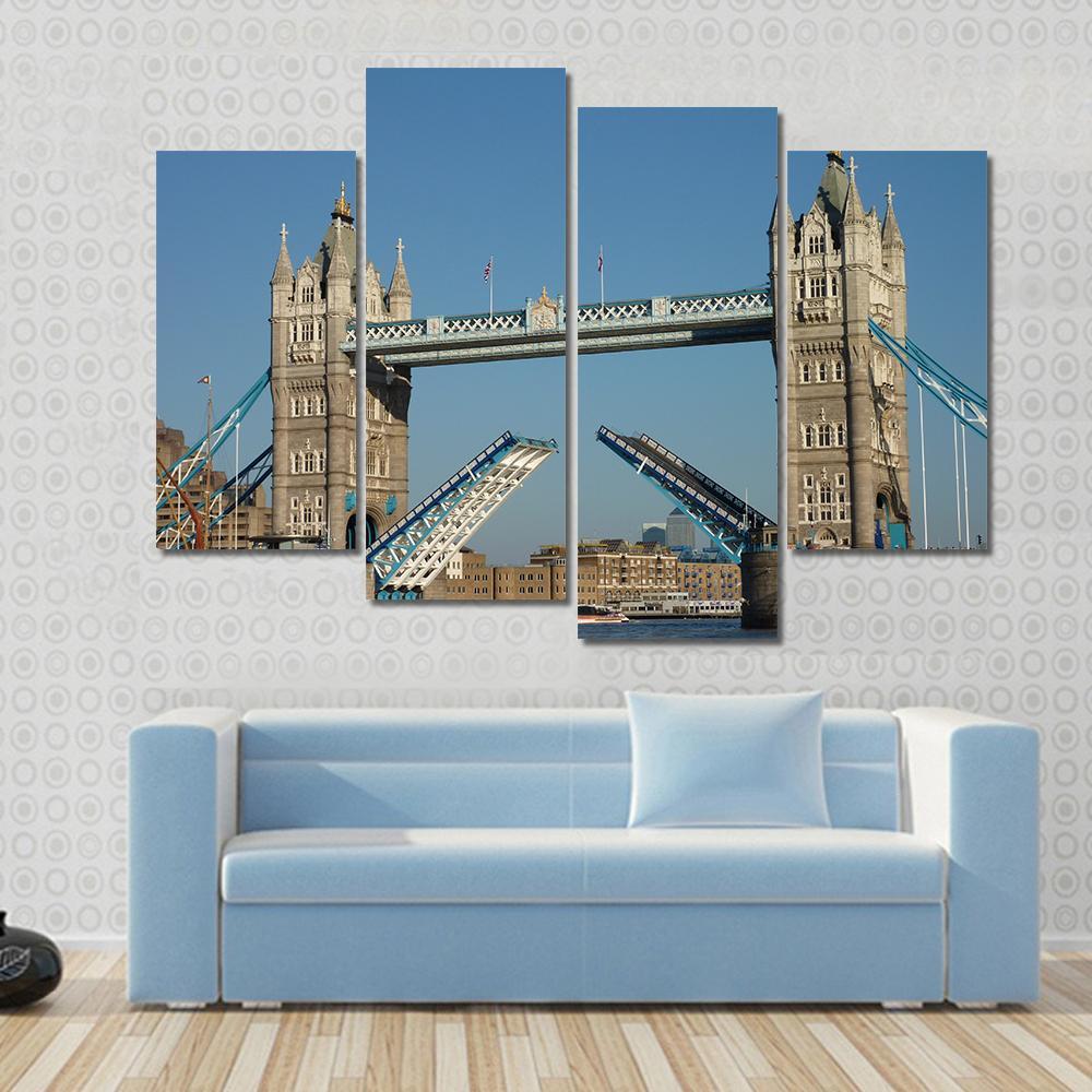 Tower Bridge Over The River Thames London Canvas Wall Art-4 Pop-Gallery Wrap-50" x 32"-Tiaracle