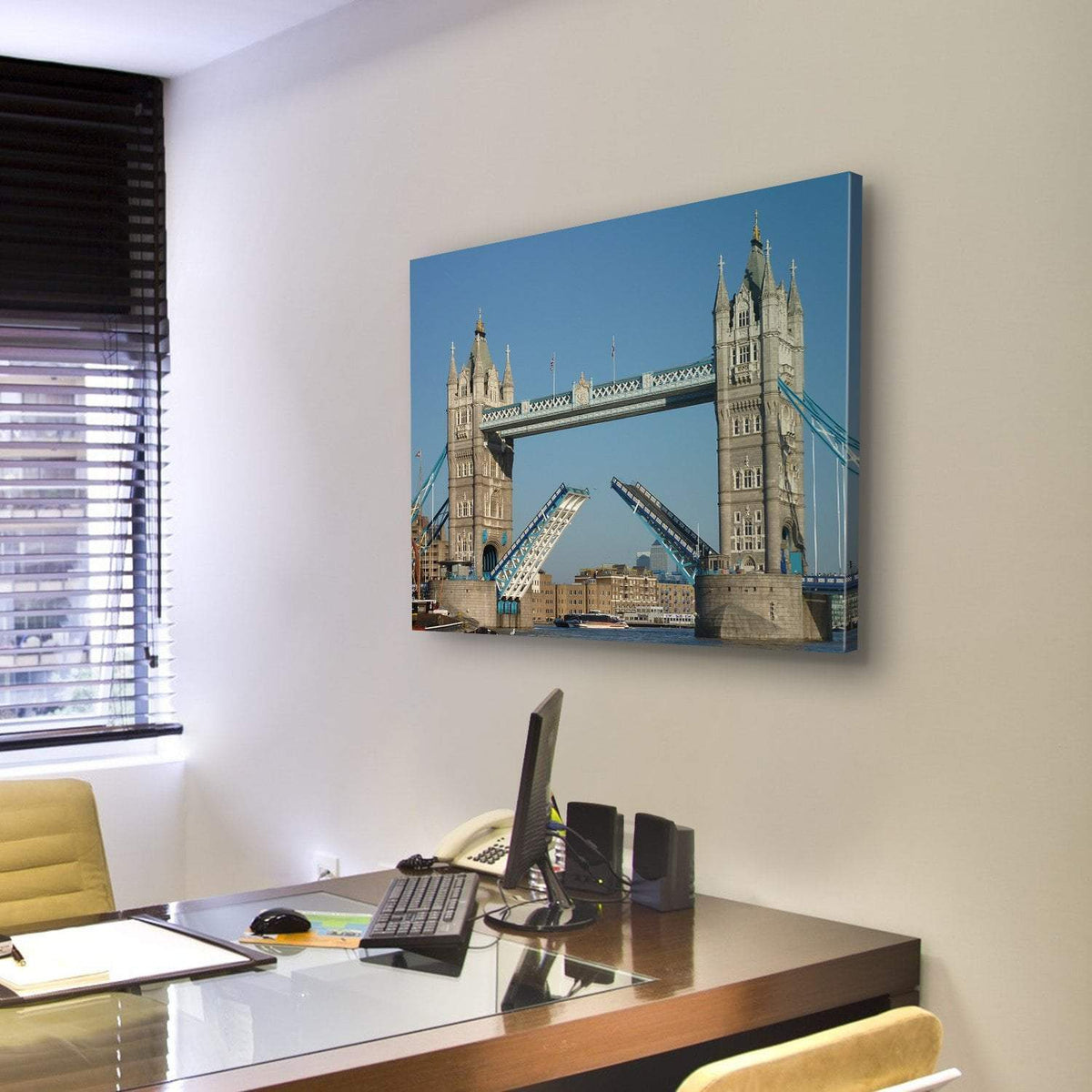 Tower Bridge Over The River Thames London Canvas Wall Art-3 Horizontal-Gallery Wrap-25" x 16"-Tiaracle