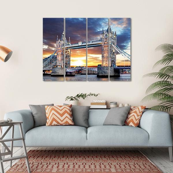 Tower Bridge UK Canvas Wall Art-4 Horizontal-Gallery Wrap-34" x 24"-Tiaracle