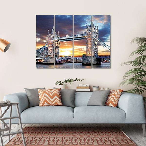 Tower Bridge UK Canvas Wall Art-1 Piece-Gallery Wrap-36" x 24"-Tiaracle