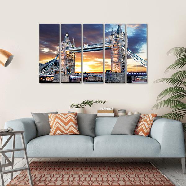 Tower Bridge UK Canvas Wall Art-5 Horizontal-Gallery Wrap-22" x 12"-Tiaracle