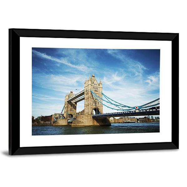 Tower Bridge Under Cloudy Sky Canvas Wall Art-3 Horizontal-Gallery Wrap-25" x 16"-Tiaracle