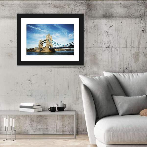 Tower Bridge Under Cloudy Sky Canvas Wall Art-3 Horizontal-Gallery Wrap-25" x 16"-Tiaracle